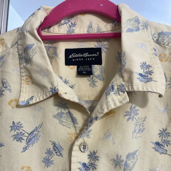 Eddie Bauer XL Aloha button up short sleeve island vibe shirt chest pocket - Picture 6 of 10